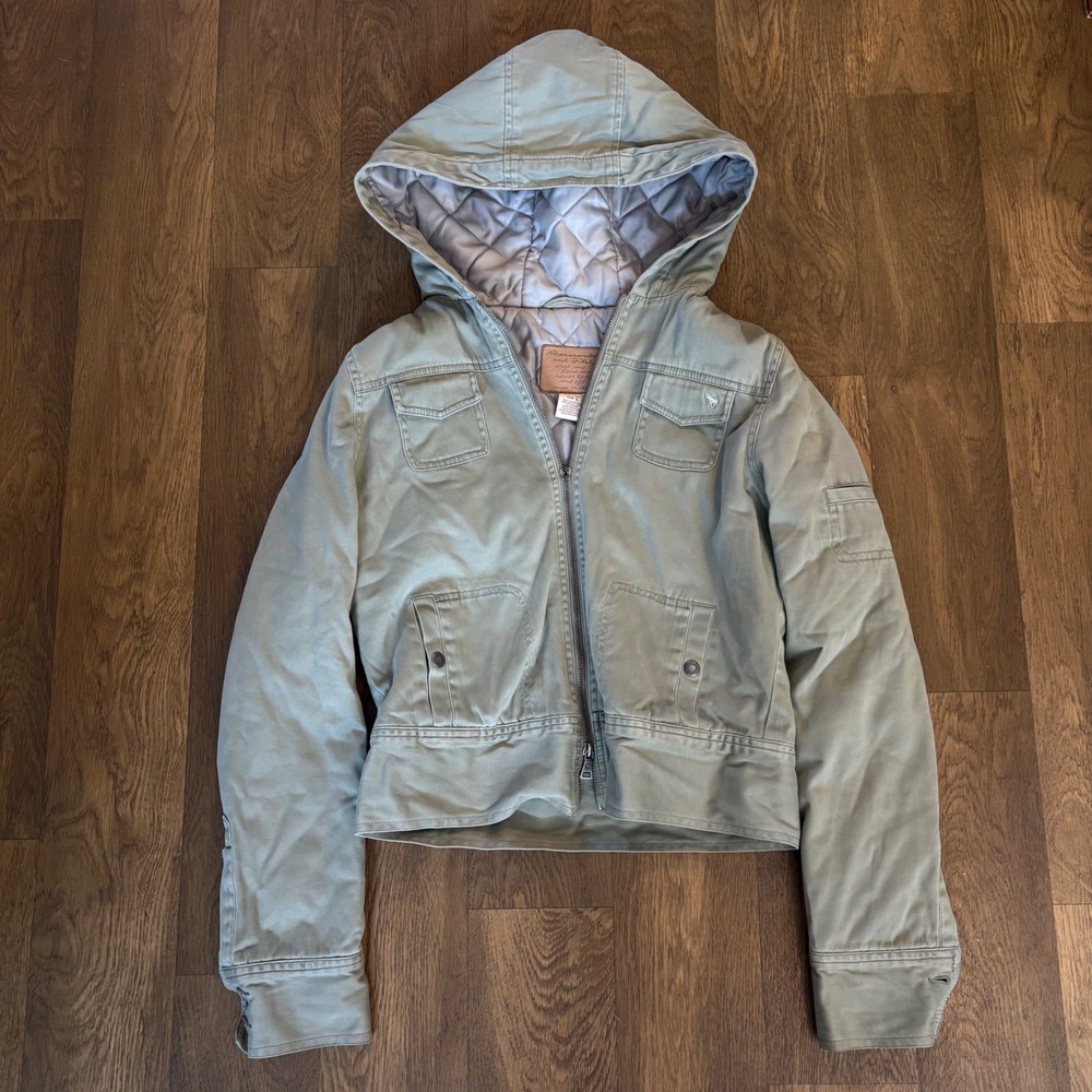Vintage Y2K Mall Core Style Womens Abercrombie & Fitch Green Quilt Lined Jacket